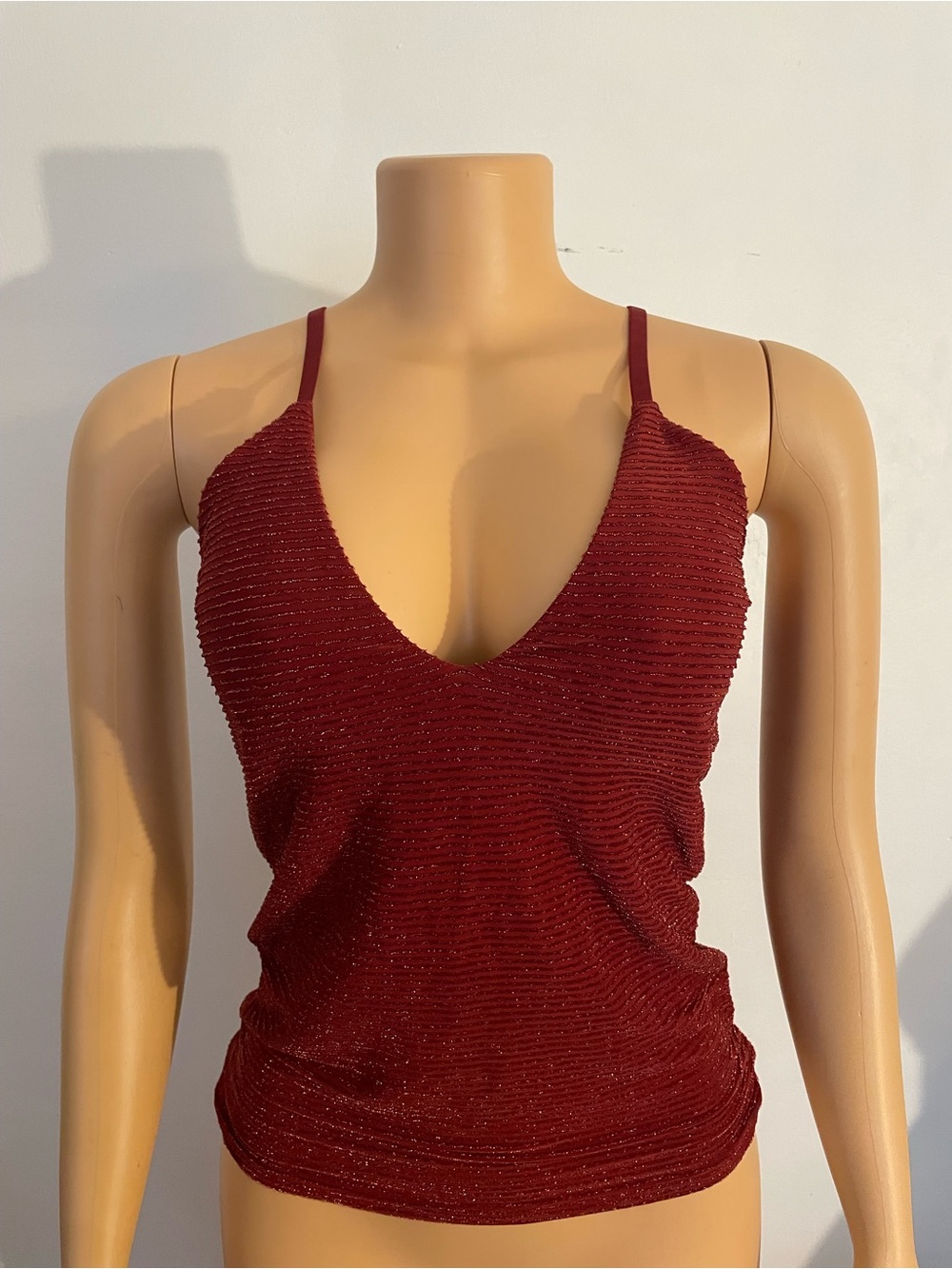 Burgundy EXPRESS Sparkle V-Neck Tank Top